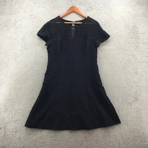 Abito donna Ann Taylor aderente e svasato 14 maniche corte pizzo accento lunghezza ginocchio blu - Foto 1 di 20