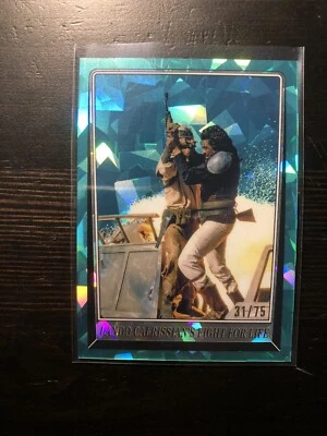 2023 Topps Chrome Star Wars Sapphire #43 Lando Calrissian Fight  Aqua /75 PWE - Image 1 of 2