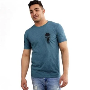Men's Howitzer Flag Skull Mako Heather Blue Y2K Patriotic USA Tee T-Shirt M-XXL - Picture 1 of 3