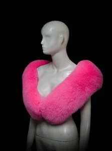 Stola scialle spalle avvolgente pelliccia di volpe ombra artica rosa intenso invernale - Foto 1 di 7