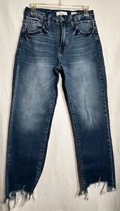 WOMENS SIZE 26 KANCAN HIGH RISE CROPPED STRAIGHT BLUE DENIM JEANS - Picture 1 of 5