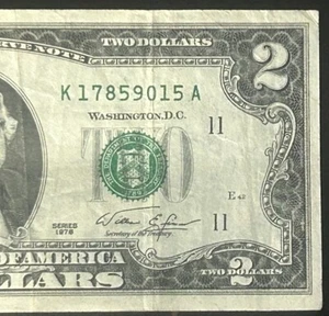 (VINTAGE!) $2 Dallas Vintage Old Currency Serial Number K17859015A Series 1976 - Picture 1 of 3