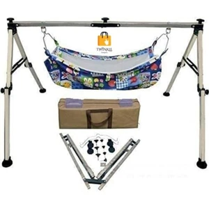 Traditional Folding Indian Cradle - Black Square Design, Portable, SS Material - Picture 1 of 6