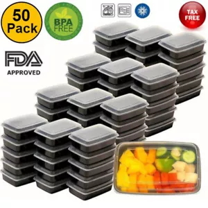 16oz Disposable Food Container Meal Prep BPA Free Microwavable Plastic Lunch Box - Picture 1 of 12