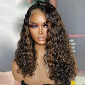 Water Wave Brazilian Hair Highlight 5x5 PU Silk Base Closure Wig 4X4 Closure Wig - Picture 1 of 12