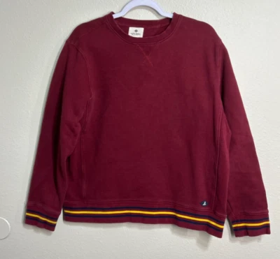 Sudadera Sperry Hombres L Borgoña Cuello Redondo Mezcla de Algodón Dobladillo a Rayas Pullover Foto 1 de 4