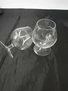 ARC France Courvoisier Balloon Shaped Clear Glass Cognac Glasses Etched Pair - Picture 1 of 12