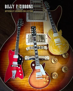 Juego de 3 mini guitarra coleccionable Billy Gibbons con tapa Gibson Pearly Gates ZZ - Imagen 1 de 11
