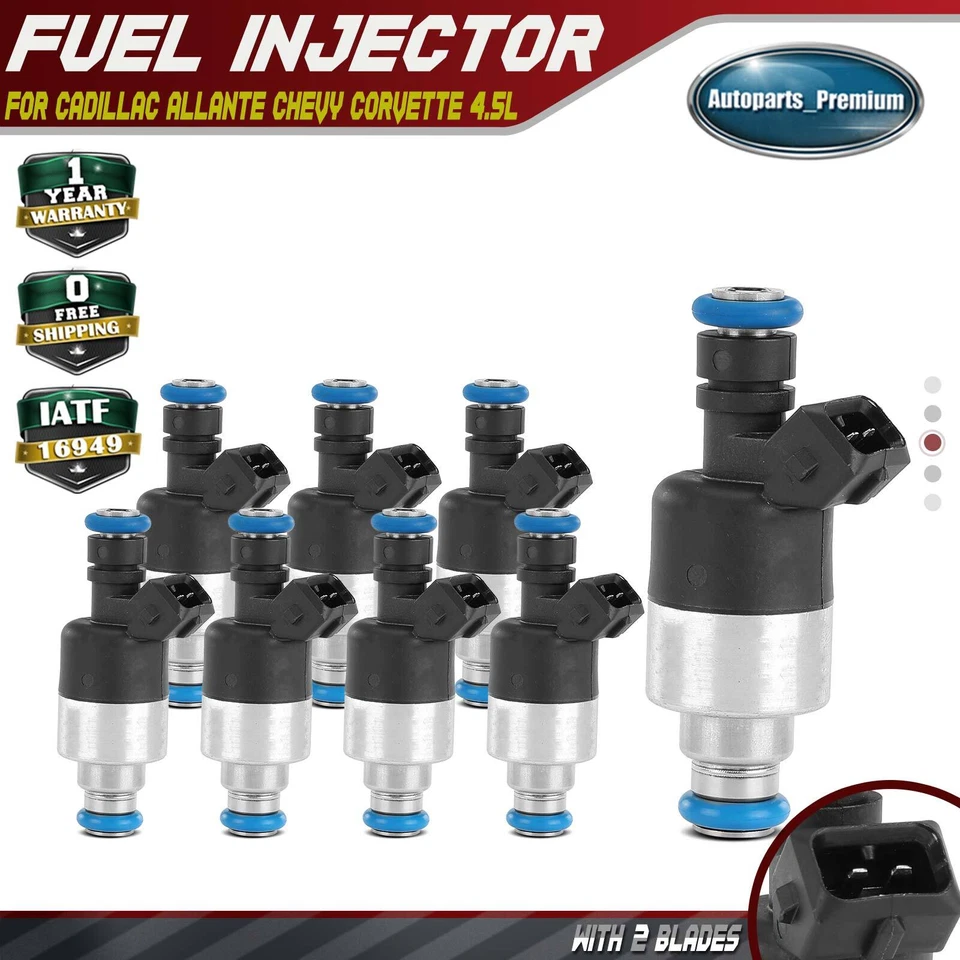 8 件燃油喷射器适用于凯迪拉克 Allante 1989 - 1992 雪佛兰 Corvette 1990 - 1992 V8 4.5L — 第 1/4 张图片