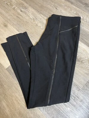 Leggings para mujer Yelete, negros con tira negra en la parte delantera, talla pequeña, pantorrilla/tobillo Foto 1 de 4