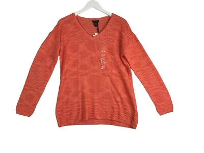 NUEVO Suéter mediano para mujer Calvin Klein mandarina tejido ligero cuello en V  Foto 1 de 4