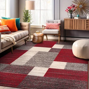 Rugshop Large Rug Modern Boxes Design Non-Slip Bedroom Rug Living Room Rugs 8x10 - Picture 1 of 9