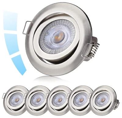 6er LED Einbaustrahler flach smart Dimmbar 5W  Einbauspot Three(3)-STEP-Dimming - Bild 1 von 3