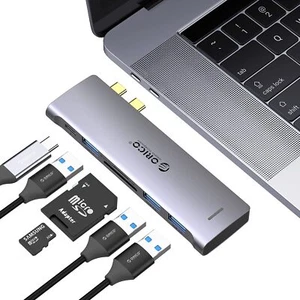 USB-C Adapter Hub - 6-in-1 Thunderbolt 3 Docking Station HDMI SD/TF Readers Hub - Picture 1 of 9