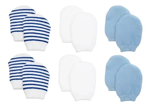 Newborn Baby Boy No Scratch Cotton Mittens Variety Pack (Includes 2 Pairs White, - Picture 1 of 12