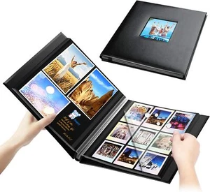 Photo Album Self Adhesive, Leather Cover Self-Stick 40 Black Pages, DIY Magnetic - Picture 1 of 8