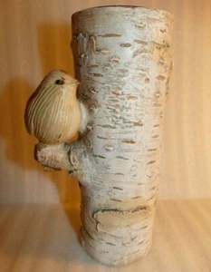Vintage Bird on Birch Tree Tea Light Candle Holder by Living Quarters 7.5 tall - Picture 1 of 12