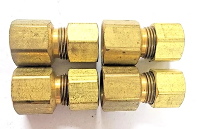 BRASS ADAPTERS (LOT OF 4) 5/16" FERRULE COMPRESSION TO 1/4" FNPT - Image 1 of 4