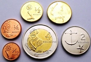 TORTUGA ISLAND - JUEGO DE 6 MONEDAS HAITÍ 1/10 - 4 ESCALINS 2012 INSIGNIA MARINA SIN CIRCULAR - Imagen 1 de 2