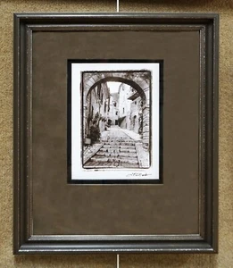 Gerahmter signierter Giclée-Druck 19" x 22,50" brauner Holzrahmen doppelt mattiert - Bild 1 von 1