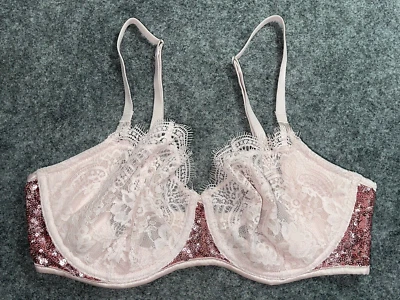 Sujetador Victoria's Secret Dream Angels push-up sin relleno 32DD lentejuelas rosas Foto 1 de 3