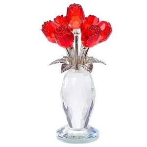 Red Rose Crystal Flower Glass Roses Bouquet Gifts for Women Wife Mom Collecti... - Picture 1 of 8