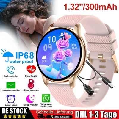 MARKENLOS Smartwatch Damen Herren mit Telefonfunktion Armbanduhr für iPhone Samsung Huawei