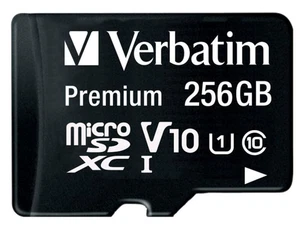 VERBATIM - Premium U1 MicroSDXC Memory Card & SD Adaptor, 256GB - Picture 1 of 1