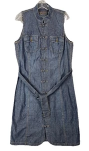 Ralph Lauren Jeans Co donna 12 Sakura abito denim senza maniche tasche con cintura NUOVO - Foto 1 di 13