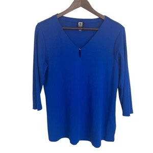 Anne Klein Sport royalblau V-Ausschnitt 3/4 Ärmel Top-Large - Bild 1 von 4