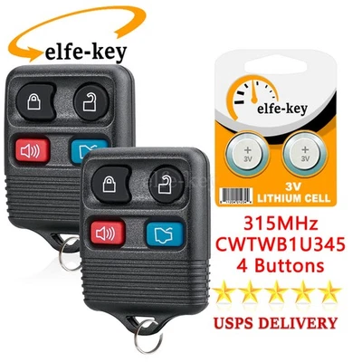 2 For 2004 2005 2006 2007 2008 2009 2010 2011 2012 Ford Focus Remote Key Fob 4B - Image 1 of 4