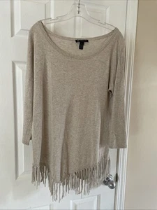 INC International Concept wunderschöner beige Fransen 3/4 Arm Pullover Gr. XL - Bild 1 von 3