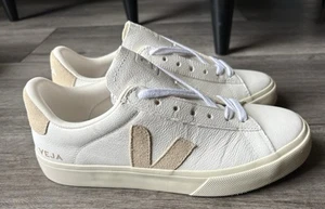 Veja Campo Chromefree Leather Sneakers Extra White / Almond Women Size 9 NEW - Picture 1 of 10