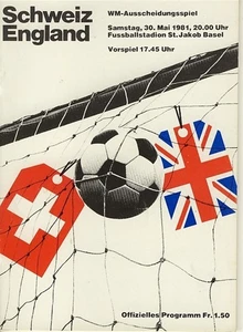 SWITZERLAND v England (World Cup Qualifier in Basel) 1981 - Picture 1 of 1