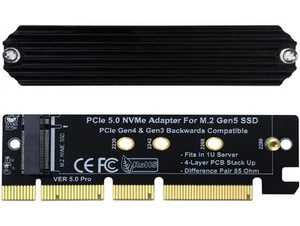 PCIe 5.0 M.2 NVMe Adapter Expansion Card for PCIe5 Gen5 SSD, Backward Compati... - Picture 1 of 7