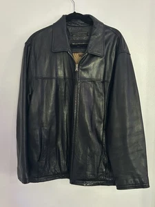 Marc New York Andrew Marc Men’s Black Leather Jacket Quilted Lined Large - Picture 1 of 20