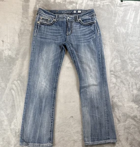 Miss Me Women’s Size 32 Bootcut Jeans Thick Stitch Bling Medium Wash JES014E2R - Picture 1 of 11