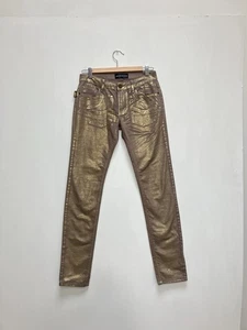 Zadig & Voltaire Women’s Jeans 26 Gold Darkside Dore Deluxe Low Rise Party - Picture 1 of 9