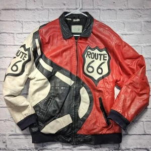 Vintage Le Baz Route 66 Leather Jacket Mens Large RARE Read Description - Picture 1 of 23