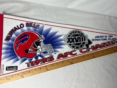 Vtg Buffalo Bills 1993 AFC champions pennant stock - Image 1 of 3