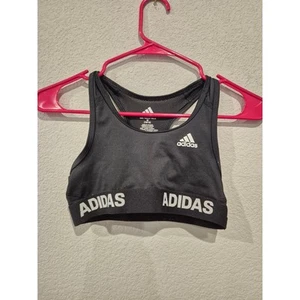 Adidas Girl's Size Medium(10/12) Racerback Sports Bra Black - Picture 1 of 4