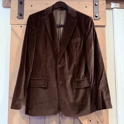 Banana Republic Blazer Mens 38S Brown Velvet Cotton Sport Coat Jacket Two Button - Image 1 of 4