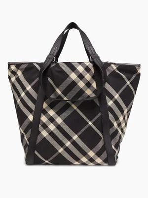 Bolso de Mano Burberry Check Jacquard Negro Calicó Nuevo con Etiqueta $2290 Foto 1 de 4