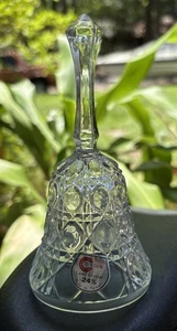 VTG 5" CRYSTAL DINNER BELL WITH GLASS BEAD CLAPPER in original holder collectibl - Picture 1 of 10