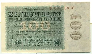OLD GERMAN REICHSBANKNOTE 100.000.000 MARK 1923 gray - Bild 1 von 1