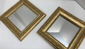 Accent Mirrors Ornate Gold Gilt Set Of 2 *No Hanging Brackets 8.5” Square