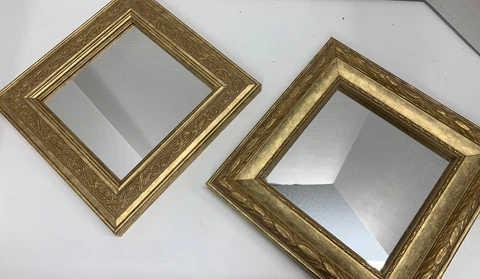 Accent Mirrors Ornate Gold Gilt Set Of 2 *No Hanging Brackets 8.5” Square Cover