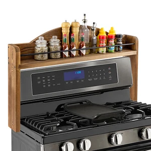 Brown Wood Space Saving Kitchen Spice Rack, Stove Top Spice Rack Organizer - Picture 1 of 7