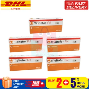 5 X Original MALTOFER FOL TABLETAS MASTICABLES AÑOS 30 Para Deficiencia De Hi... - Imagen 1 de 8