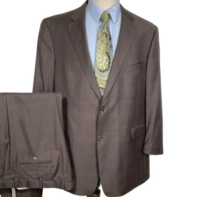 Daniel Cremieux Suit Men 48R 42W 26L Brown Plaid Loro Piana Wool Italian USA VTG - Image 1 of 4